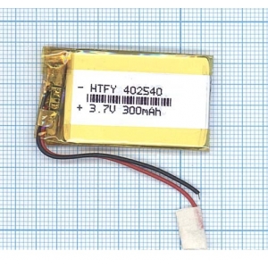 Аккумулятор ( АКБ батарея ) 3.7V 300 Mah 4*25*40мм 2 pin