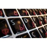 Силиконовые наклейки на клавиатуру ноутбука черные с красными символами