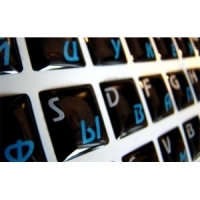 Силиконовые наклейки на клавиатуру ноутбука черные с синими символами