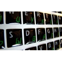 Силиконовые наклейки на клавиатуру ноутбука черные с зелеными символами