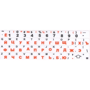 Наклейки на клавиатуру ноутбука красные на белом фоне